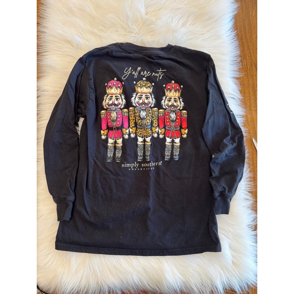 Simply southern nutcracker black long sleeve tee size 8